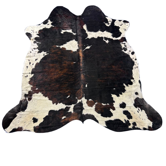 Dark Tricolor Cowhide Rug (41 sq ft) Size: 7x7 feet Colombia-2