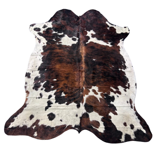 Tricolor Brindle Cowhide Rug (41.75 sq ft) Size: 8x7 feet Colombia-60A