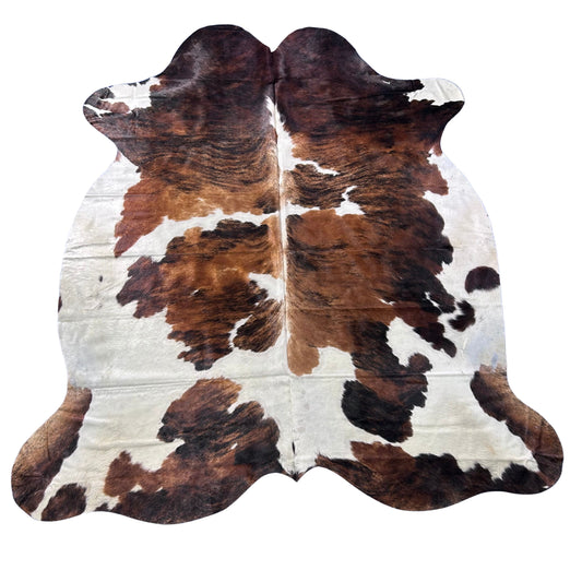 Tricolor Brindle Cowhide Rug (42 sq ft) Size: 7.2x6.5 feet Colombia-80