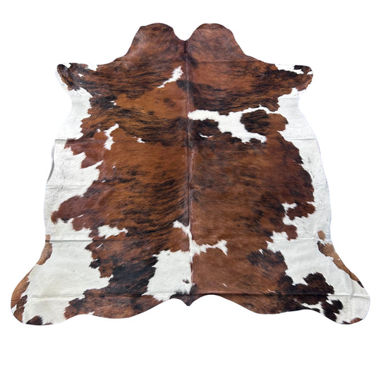 Tricolor Cowhide Rug (fire brands) Size: 7x6.5 feet Colombia # 158