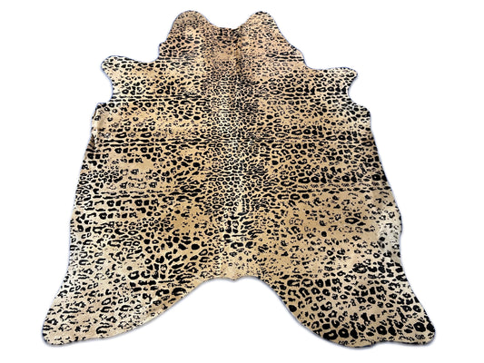 Vintage Leopard Cowhide Rug Size: 7x5.2 feet D-180