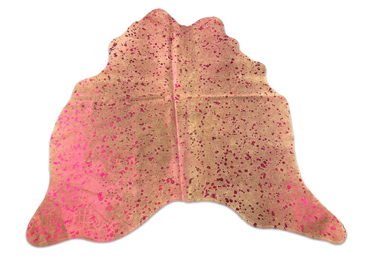 Small Pink Metallic Cowhide Rug Size: 5x5.5 feet D-220