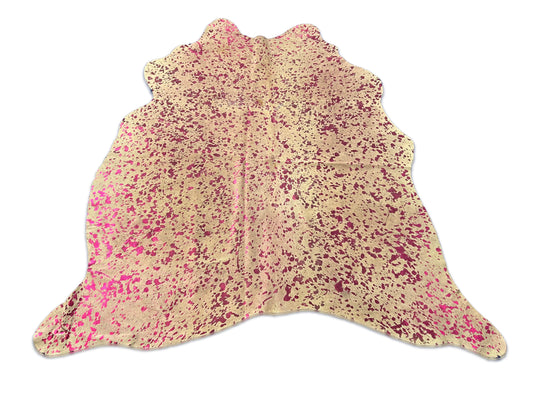 Small Pink Metallic Cowhide Rug Size: 5x5.2 feet D-221
