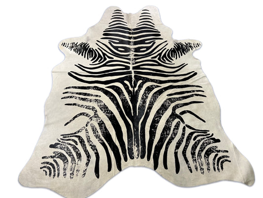 Vintage Zebra Print Cowhide Rug Size: 8x6 feet D-257