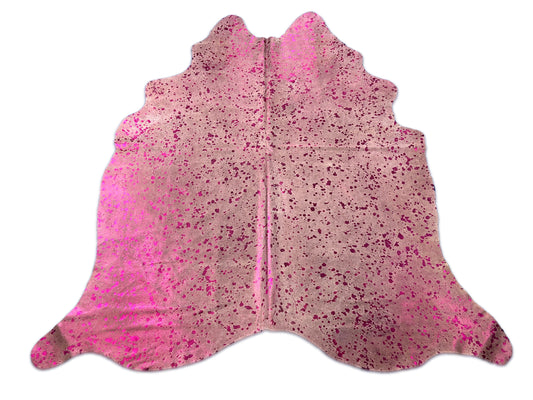 Pink Metallic Cowhide Rug Size: 7.2x7 feet D-291
