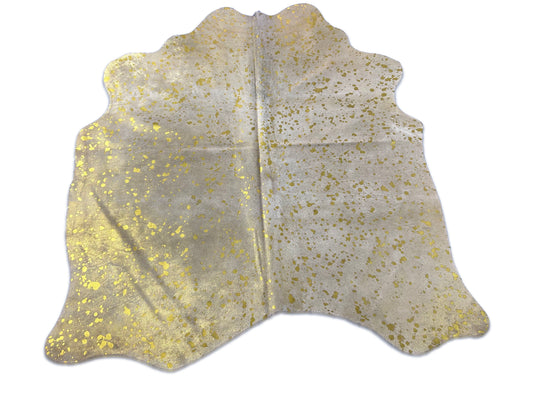Small Gold Metallic Cowhide Rug Size: 5x5 feet D-310