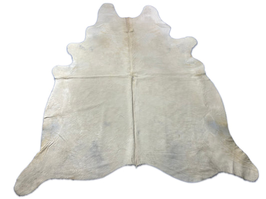 Solid Ivory Cowhide Rug (some grey smudges) Size: 7x7 feet D-331