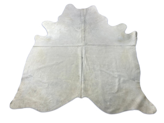 Solid White Cowhide Rug (some small parts have a slight grey tone/ one barely visible stitch) Size: 7x7 feet D-333