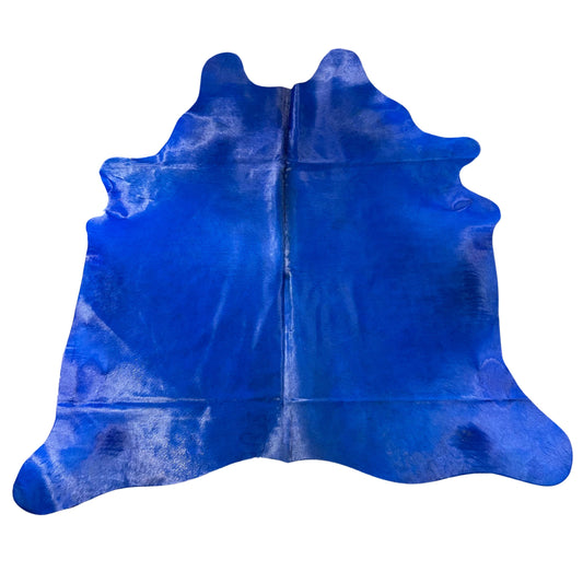 Dyed Dark Blue Cowhide Rug (2 patches at the bottom) Size: 7x6.5 feet D-641