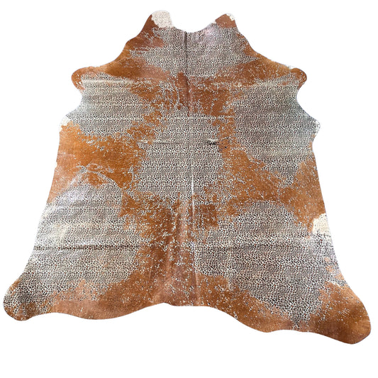 Leopard Acid Washed Brown Cowhide Rug Size: 7.5x6.7 feet D-644
