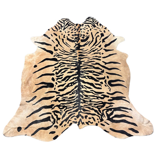 Tiger Cowhide Rug Size: 7x6.5 feet D-666