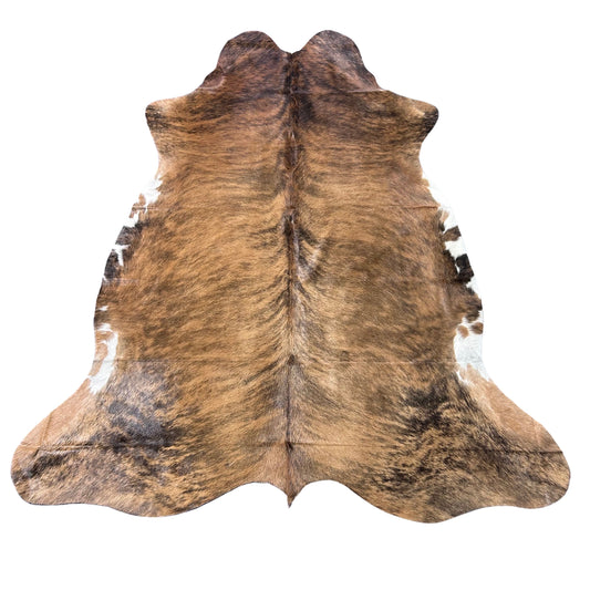 Medium Brindle Cowhide Rug (a bit of white belly) Size: 7.2x6.5 feet D-705