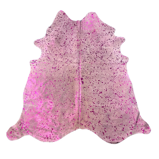 Pink Metallic Cowhide Rug Size: 8X6.7 feet D-786