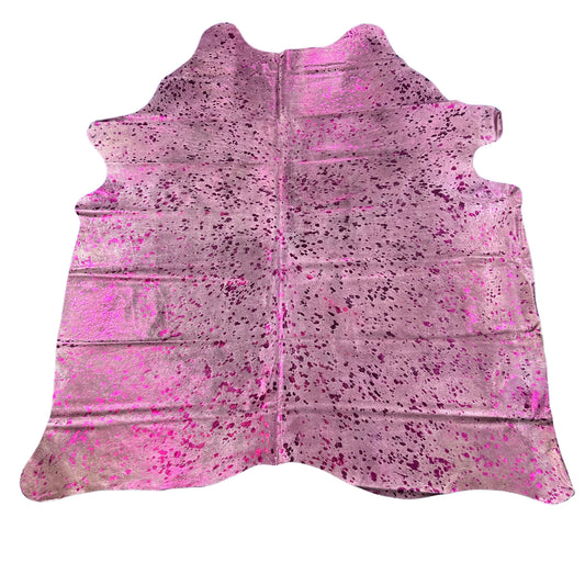 Pink Metallic Cowhide Rug Size: 7.5x6.5 feet D-790