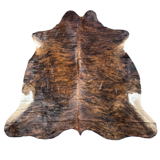 Dark Brown Brindle Cowhide Rug Size: 7x6.5 feet D-803