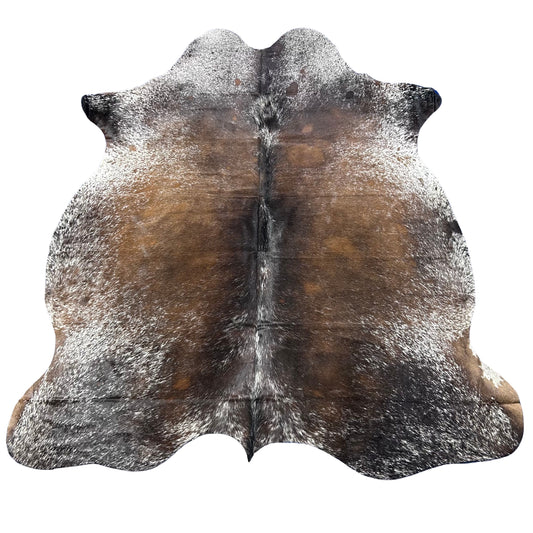 Dark Brown Salt & Pepper Cowhide Rug Size: 7.7x6.2 feet D-822