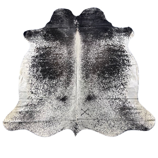 Dark Brown and White Cowhide Rug Size: 7x6 feet D-825