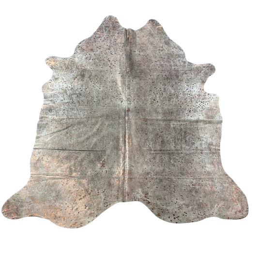 Bronze Metallic Acid Washed Cowhide Rug Size: 7x6.5 feet D-879