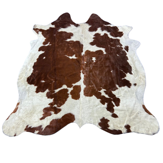 Brown and White Cowhide Rug Size: 6.2x6 feet D-882
