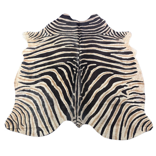 Genuine Zebra Print Cowhide Rug Size: 6.2x5.5 feet D-919