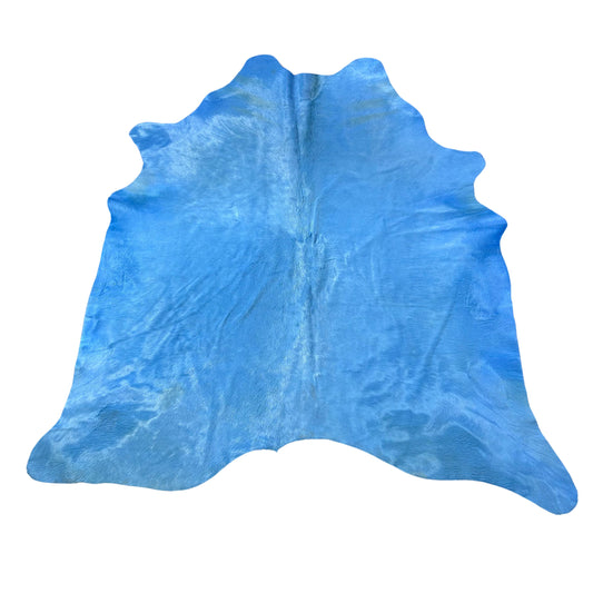 Light Blue Dyed Cowhide Rug Size: 7x6.2 feet D-928
