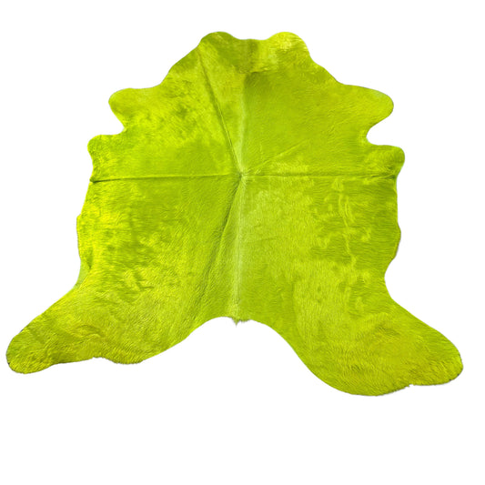 Dyed Lime Green Cowhide Rug Size: 6.2x6.2 feet D-936