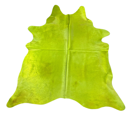 Dyed Lime Green Cowhide Rug Size: 7.2x6 feet D-937