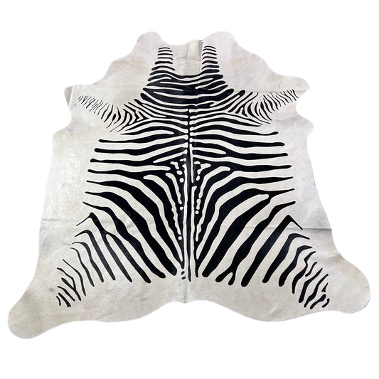 Africa Zebra Print Cowhide Rug Size: 7x6.2 feet D-946