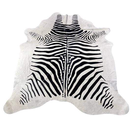 Africa Zebra Print Cowhide Rug Size: 7x6.2 feet D-950
