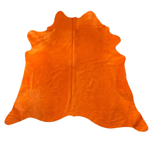 Dyed Orange Cowhide Rug Size: 7x7 feet D-954