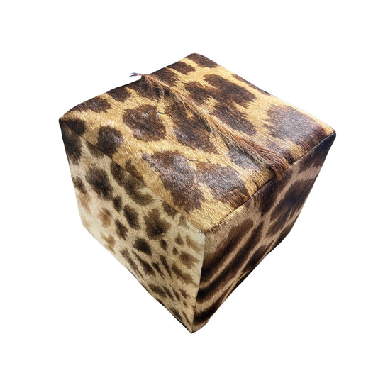 Real Giraffe Skin Ottoman Cube 20 H X 21 X 19H" Giraffe Skin Hair-on Ottoman #11