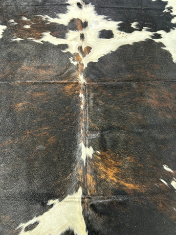 Tricolor Cowhide Rug (mainly dark tones) Size: 8x7 feet D-159