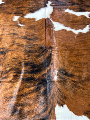 Tricolor Cowhide Rug (mainly brown tones) Size: 8x7 feet D-224