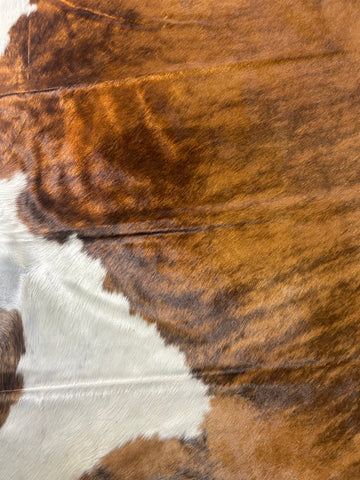 Huge Brown Tricolor Cowhide Rug (predominantly brown) Size: 8x7 feet D-229