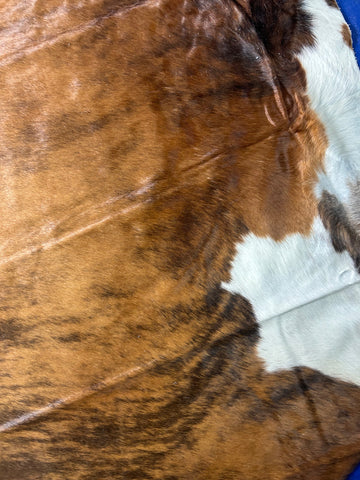 Huge Brown Tricolor Cowhide Rug (predominantly brown) Size: 8x7 feet D-229