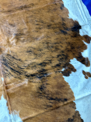 Medium Brown Tricolor HUGE Cowhide Rug Size: 8x7 feet D-232