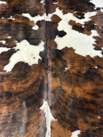 Tricolor Cowhide Rug (2 small patches) Size: 8x6.5 feet D-268