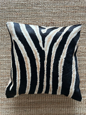 19 x 19" Zebra Cowhide Pillow Cover / Printed Cowhide Pillow Cover -Lumbar- Size: 19 in x 19 in