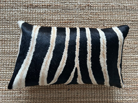 19 x 12" Zebra Cowhide Pillow Cover / Printed Cowhide Pillow Cover -Lumbar- Size: 19 in x 12 in