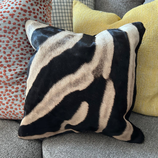 Real Zebra Skin Pillow Cover 17X17" # 22