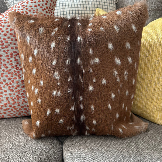 Axis Deer Pillow Case 18"X18" Chital Deer Leather Pillow Cover # 1 (exact one!)
