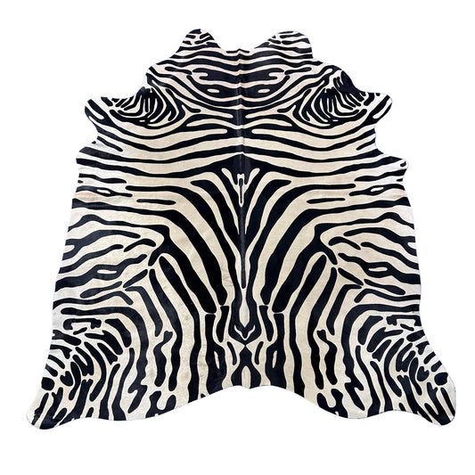 Upholstery Zebra Print Cowhide Rug (light beige background) Size: 7x5.7 feet J-006