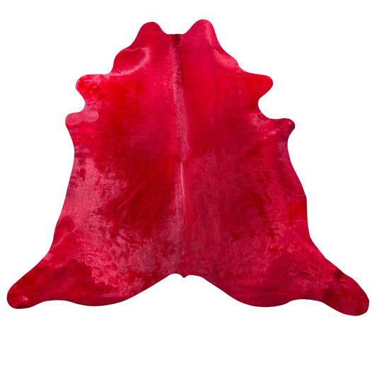 Dyed Red Cowhide Rug Size: 8x7 feet J-011