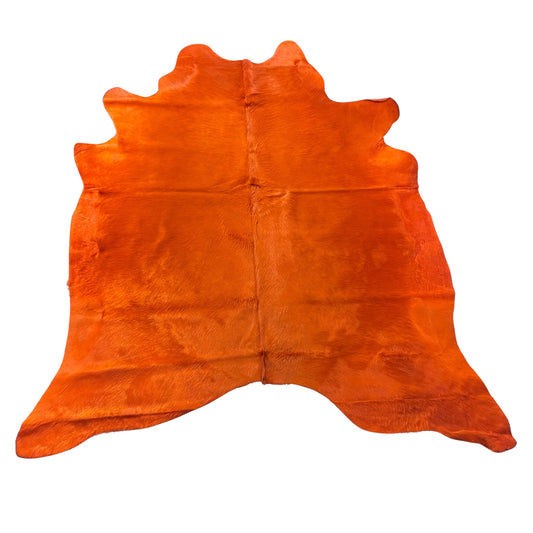 Dyed Orange Cowhide Rug Size: 7x6.5 feet J-093