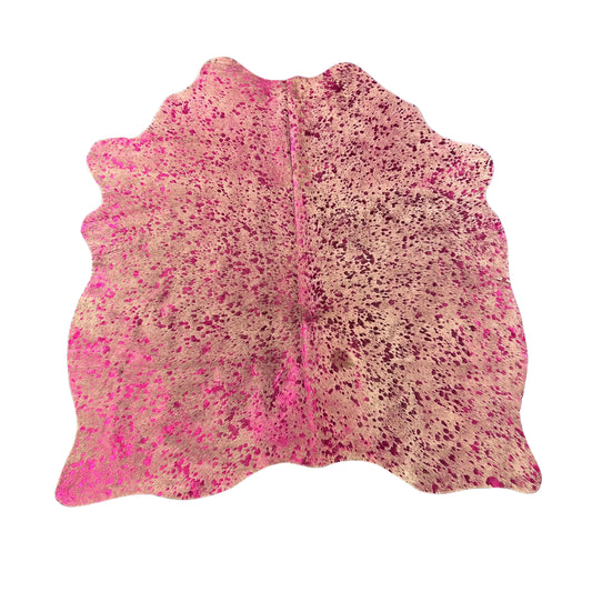 Pink Metallic Zebra Cowhide Rug Size: 5x4.2 feet J-095