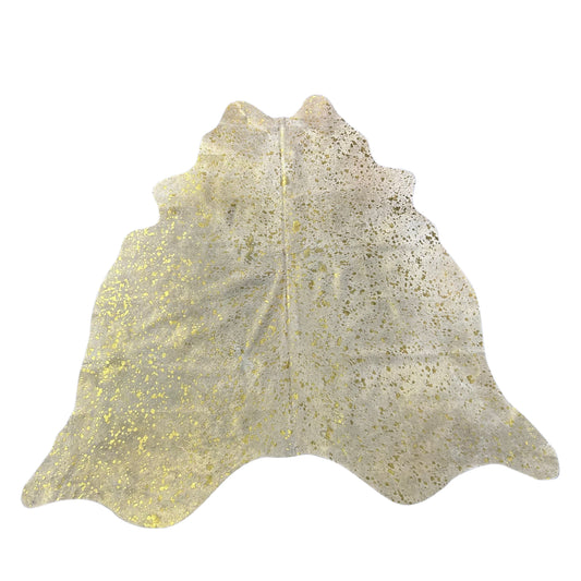 Gold Metallic Cowhide Rug Size: 6x6.5 feet J-097
