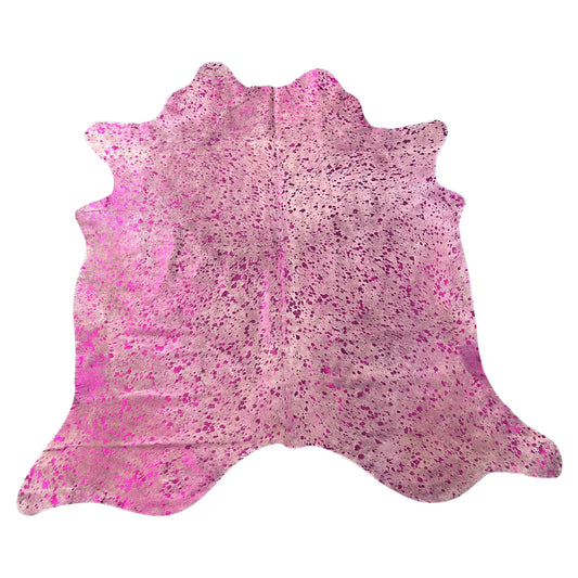 Pink Metallic Zebra Cowhide Rug Size: 7x6.7 feet J-098