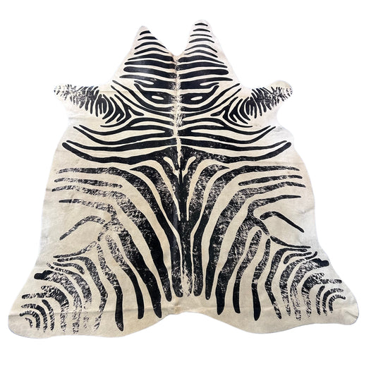 Distressed Zebra Cowhide Rug Size: 7.2x5.7 feet J-102
