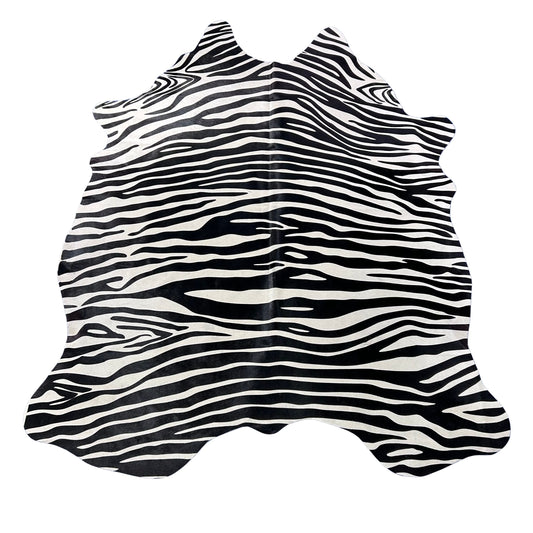 Horizontal Stripes Zebra Cowhide Rug Size: 7.2x5.5 feet J-118