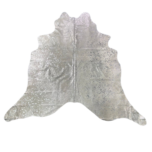Silver Metallic Cowhide Rug Size: 7x7 feet J-125